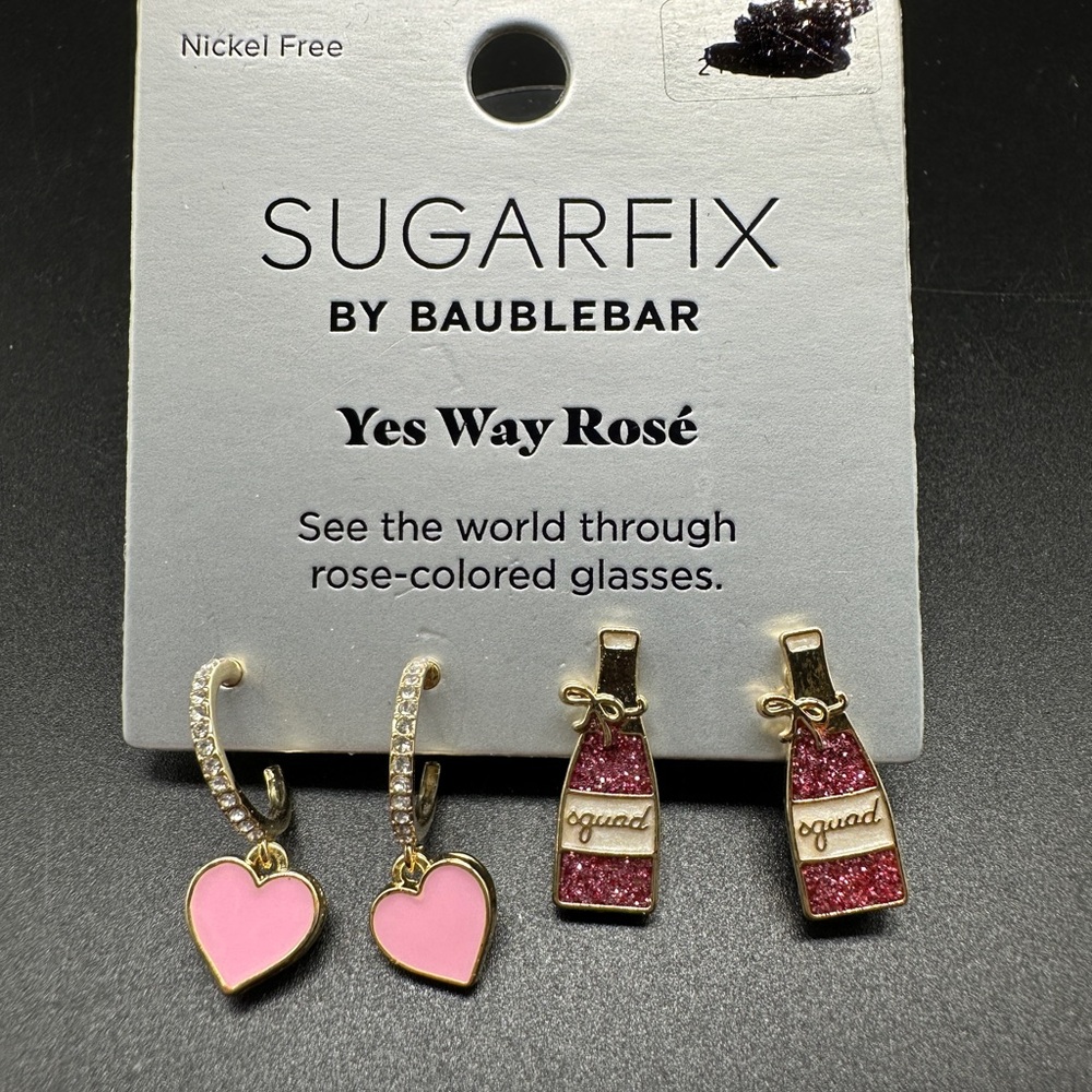 Sugarfix By Baublebar Pink Heart and Bottle Earrings